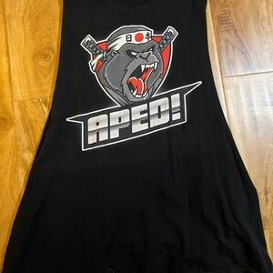 Black Graphic muscle  Tank Top with Aped Design
